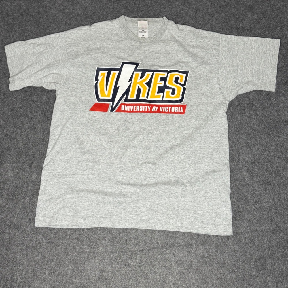 Vintage Fruit of the Loom University of Victoria Vikes T-Shirt XL Gray Single St